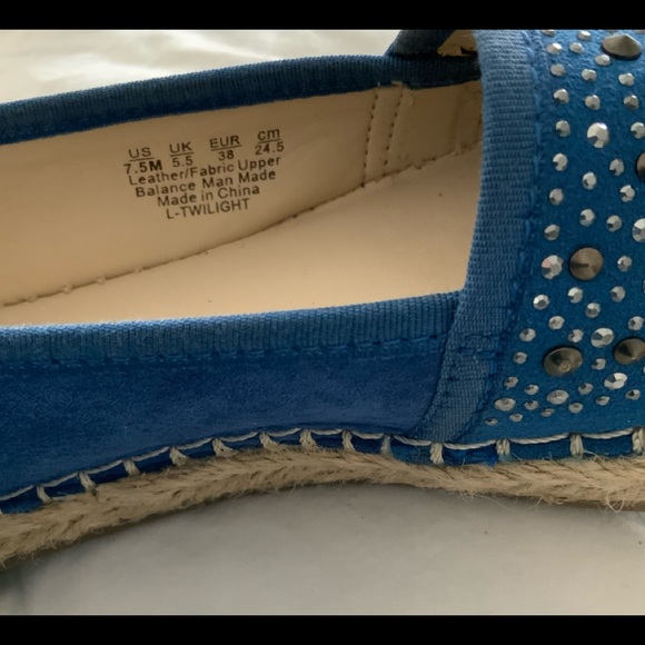 Franco Sarto espadrille suede blue with studs 7.5M - Picture 7 of 10